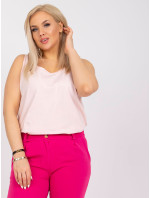 Světle růžovém plus size top z bavlny Keyla