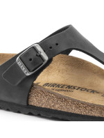 Dámské/pánské žabky Birkenstock Gizeh NU Oiled Black Regular z olejované kůže pro širokou nohu (0845251)