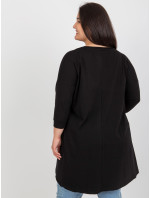 Černá tunika plus size s potiskem sloganu