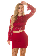 Sexy krajkový crop top s dlouhým rukávem a košíčky