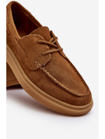 Semišové pánské mokasíny Brogues Big Star Camel