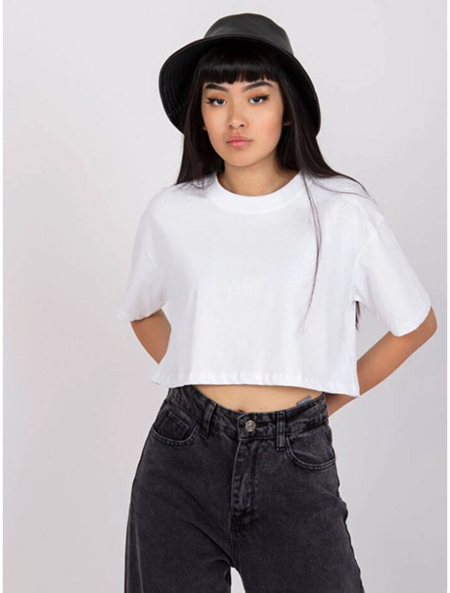 Krátké bílé tričko crop top (7541)