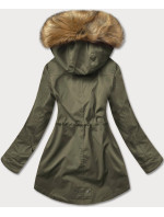 Khaki-béžová dámská zimní bunda parka (m-21356)