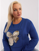 Kobaltově modrá dámská halenka plus size s aplikací