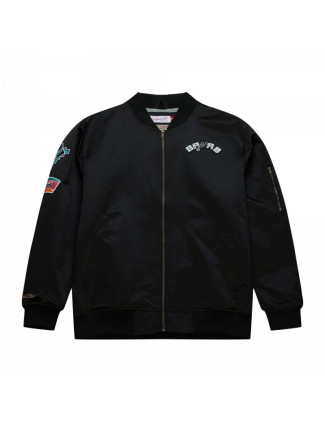 Mitchell & Ness Lightweight Satin Bomber San Antonio Spurs jacket M SJKT6599-SASYYPPPBLCK pánské