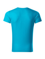 Slim Fit V-neck tričko pánské tyrkysová