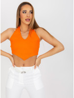 Základní oranžový crop top z žebrované bavlny RUE PARIS