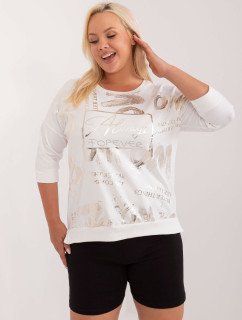 Ecru asymetrická halenka plus size s potiskem