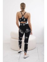 Dámské fitness set top + push up legíny - černá