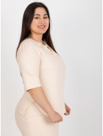 Světle broskvová halenka plus size s krajkou