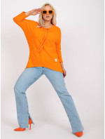 Oranžová bavlněná halenka plus size basic