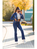 Sexy tmavý denim použitý vzhled flarred Jeans