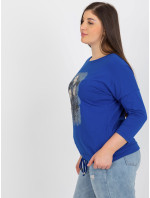 Dámská tmavě modrá halenka plus size s nášivkami