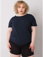 Tmavě modrá bavlněná halenka plus size