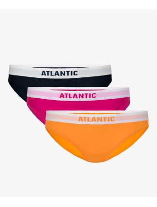 Dámské kalhotky Bikini ATLANTIC 3Pack - tmavě modrá, růžová, oranžová