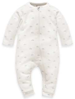 Pinokio Lovely Day Babyblue Overal na zip Feet Ecru/Cars Pattern