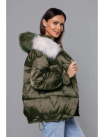 Krátká oversize bunda v khaki barvě (H-1109-13)