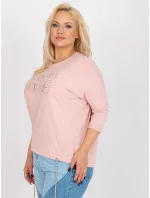 Prašně růžová plus size bavlněná halenka do práce