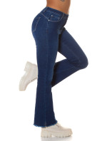 Sexy tmavý denim použitý vzhled flarred Jeans