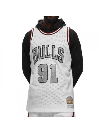 Mitchell & Ness NBA Cracked Cement Swingman Jersey Bulls 1997 Dennis Rodman TFSM5934-CBU97DRDWHIT pánské