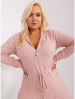 Světle růžový kardigan plus size s viskózou