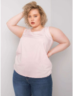 Světle růžovém plus size top z bavlny Keyla