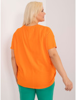 Fluo oranžová halenka plus size s kulatým výstřihem