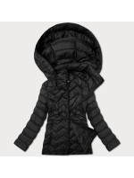 Černá dámská prošívaná plus size bunda s kapucí J Style (16M9267-392)