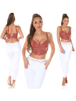 Sexy Koucla Latex Look Träger Crop Top