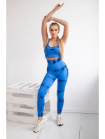 Dámský fitness set top + push up legíny - chrpově modrá