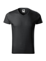 Slim Fit V-neck tričko pánské ebony gray