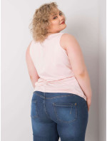 Světle růžovém plus size top z bavlny Keyla