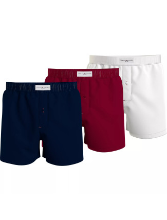 Pánské trenýrky 3P UM0UM02848 0XU tm. modré/bílé/vínové - Tommy Hilfiger