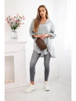 Bavlněná mušelínová košile Plus Size šedý