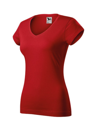 Fit V-neck tričko dámské červená