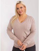 Béžová dámská halenka plus size s výstřihem