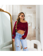 Sexy KouCla Crop knit sweater with patches