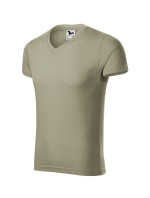 Slim Fit V-neck tričko pánské světlá khaki