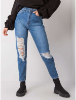 Modré roztrhané mom jeans Kessy RUE PARIS