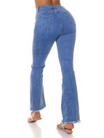 Sexy rozšířené džíny s vysokým pasem a ozdobným švem