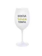 DEDKOVA TEKUTÁ TERAPIA - biely pohár na víno 350 ml