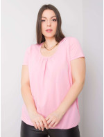 Světle růžová bavlněná halenka Celeste plus size