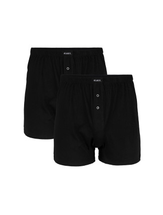 Pánské klasické boxerky ATLANTIC s knoflíčky 2PACK - černé