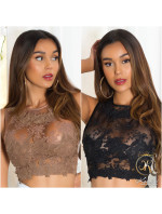 Sexy Koucla Croptop mit Stickerei, transparentní