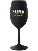 SUPER MÁMA - čierny pohár na víno 350 ml