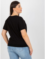 Dámská černá halenka plus size s potiskem