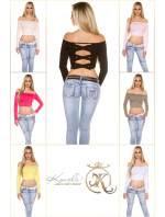 Sexy KouCla Crop Top s dlouhým rukávem a sexy zády