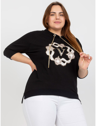 Černá dámská halenka plus size s 3/4 rukávem