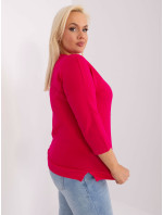 Fuchsiová dámská halenka plus size s potiskem