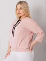 Zaprášená růžová halenka plus size s nápisem Perry